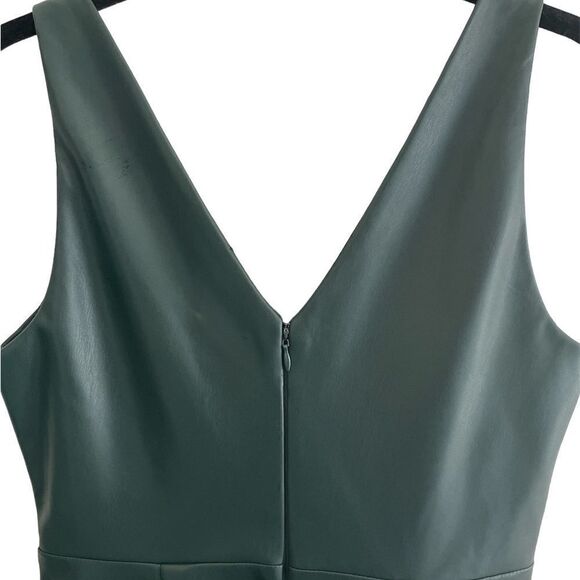 NWT Herve Leger Paris Vegan Leather Draped Dress M in Alpine Green - Picture 6 of 10